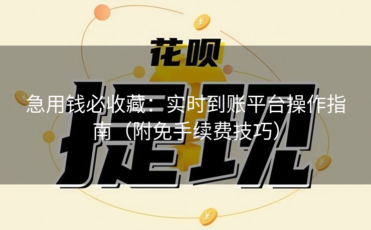 急用钱必收藏：实时到账平台操作指南（附免手续费技巧）