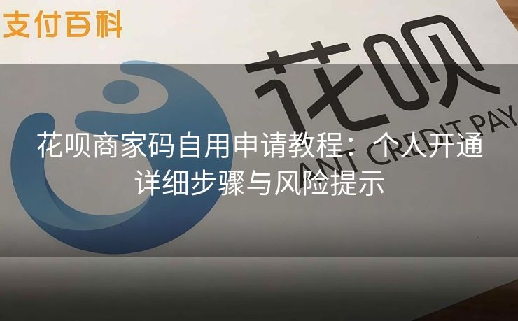 花呗商家码自用申请教程：个人开通详细步骤与风险提示