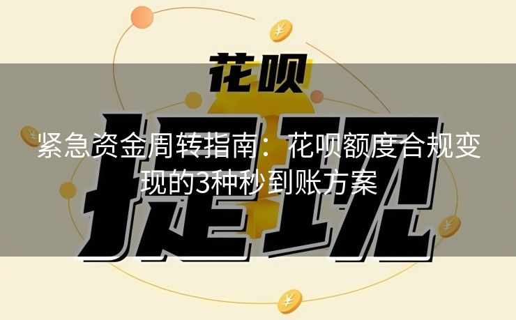 紧急资金周转指南：花呗额度合规变现的3种秒到账方案